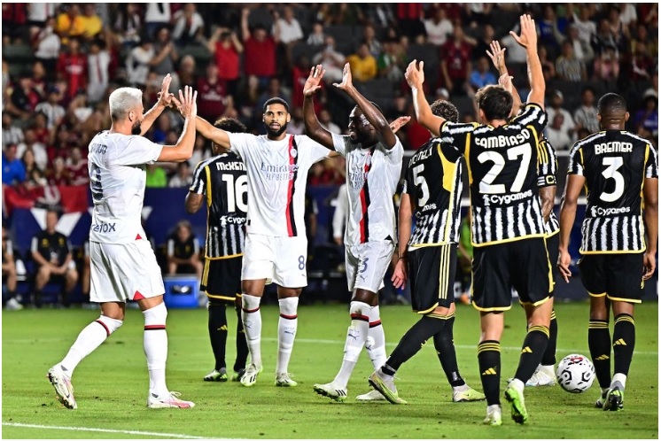AC Milan thất bại trước Juventus trong trận giao hữu tại Mỹ