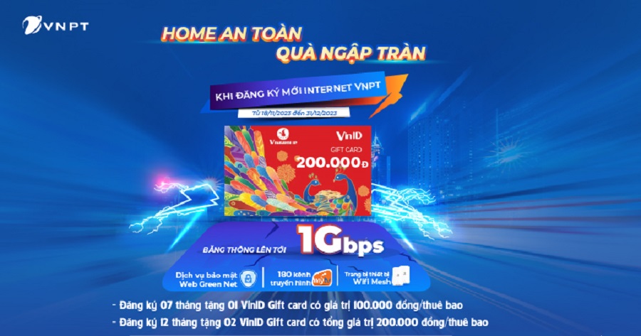Lắp mạng VNPT Hà Nội, nhận VinID Gift card đến 200.000 đồng